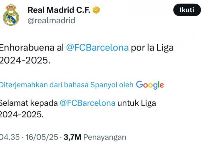 Barcelona Juara Liga Spanyol 2024/2025, Ucapan Selamat dari Real Madrid Jadi Bahan Ejekan