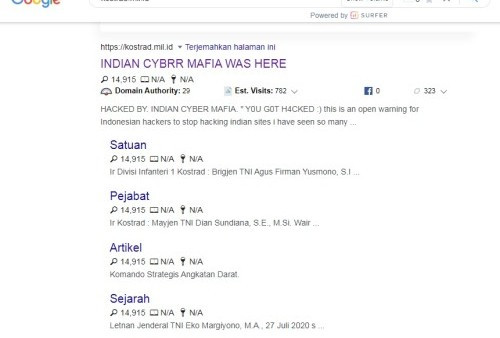 Begini Penampakan Website TNI AD yang Diserang Hacker India