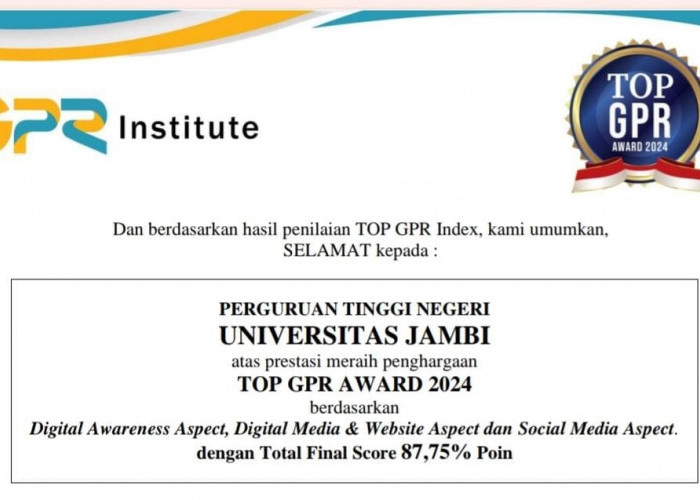 UNJA Berhasil Raih Top GPR Award 2024