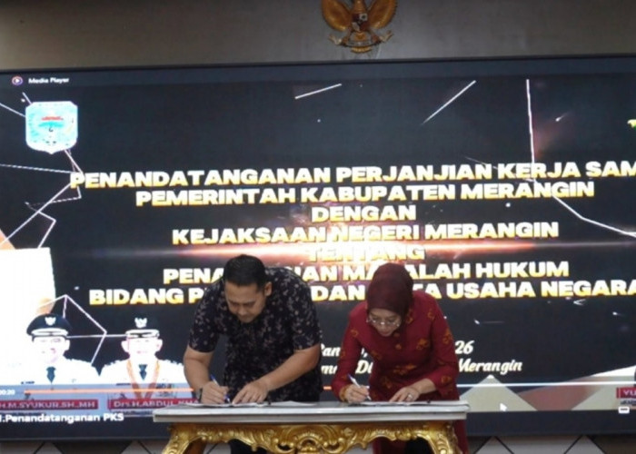 Teken MoU Bidang Datun, Pemkab dan Kejari Merangin Komit Jaga Akuntabilitas Daerah