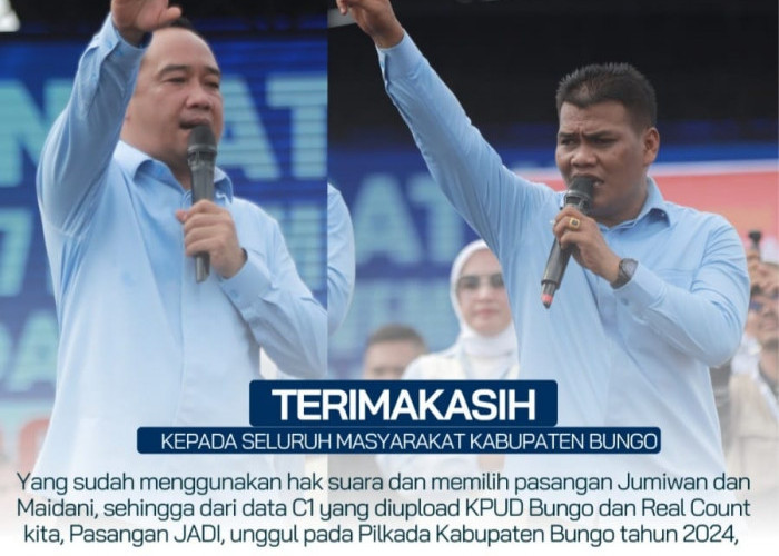 Unggul Berdasarkan Hasil Pleno PPK, Jumiwan - Maidani Tetap Tunggu Pleno KPU Bungo