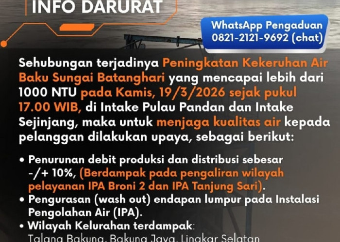 Air PDAM Kota Jambi Terganggu! Sungai Batanghari Keruh Parah, Ini Wilayah Terdampak