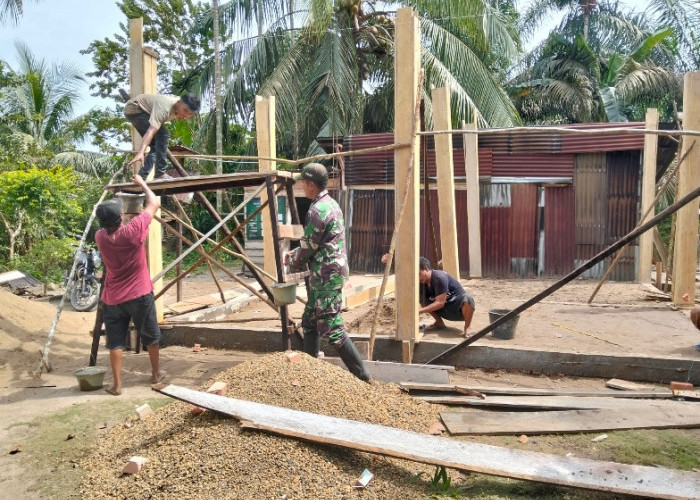 Program TMMD ke 127 Kodim 0415/Jambi, 2 RTLH di Desa Petajen Memasuki Pembuatan Pondasi 
