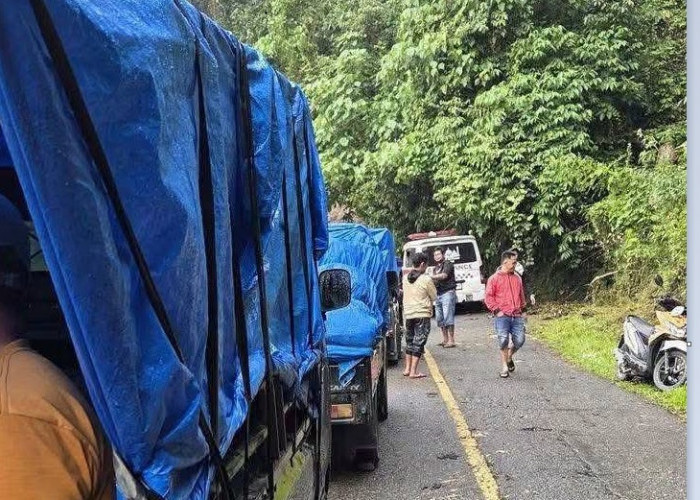 Longsor Susulan Putus Jalan Nasional Sungai Penuh–Sumbar, Puluhan Kendaraan Terjebak Macet Total