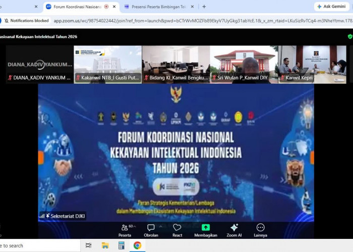 Perkuat Daya Saing Inovasi, Kanwil Kemenkum Jambi Ikuti Forum Koordinasi Nasional KI Indonesia 2026