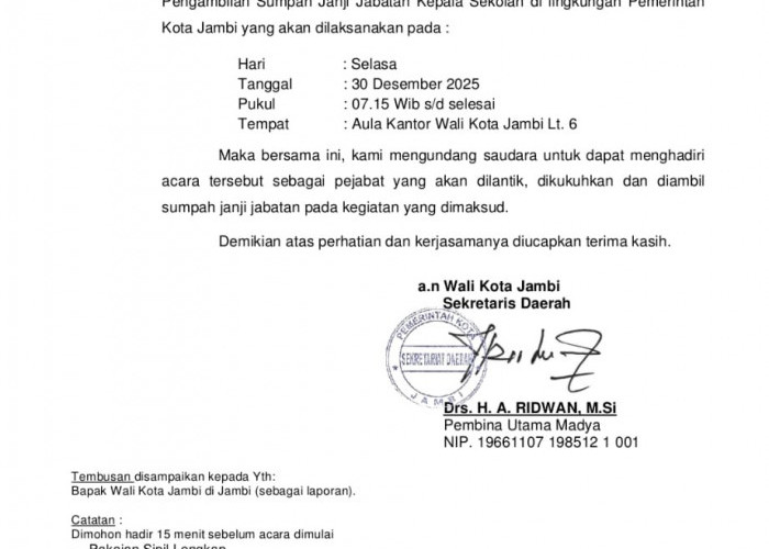 Lama Dinanti! 181 Kepsek di Kota Jambi Dilantik Pagi Ini, Siapa Saja? 