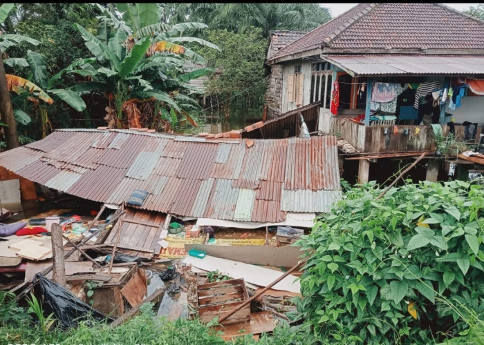 Debit Sungai Terus Naik, Satu Rumah di Kota Jambi Rubuh Akibat Banjir