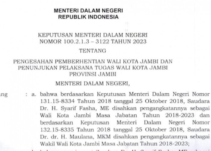 SK KEMENDAGRI! Fasha Resmi Diberhentikan Sebagai Walikota, Wawako Maulana akan Jabat Walikota 3 Hari