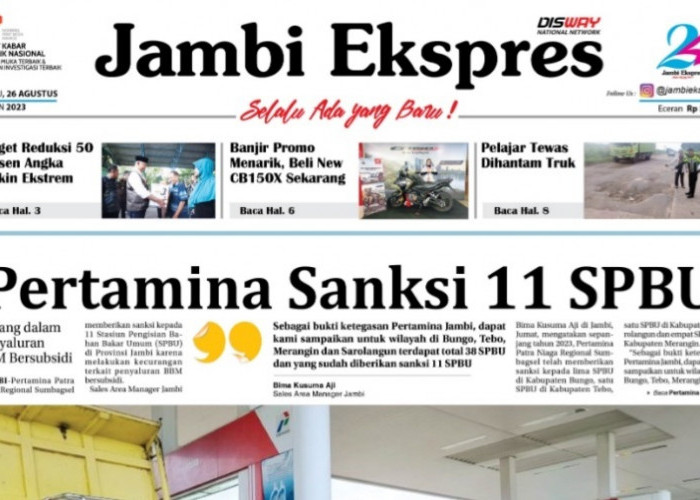 Baca Koran Jambi Ekspres Edisi Sabtu 26 Agustus 2023   