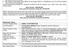 Pengumuman Kedua Lelang Eksekusi Hak Tanggungan BRI Debitur Atas Nama Eva Sissel Siahaan