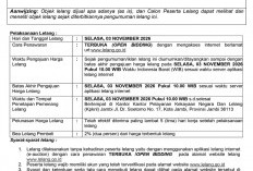  Pengumuman Kedua Lelang Eksekusi Hak Tanggungan BRI Debitur Atas Nama Jusniati dan Muharimin