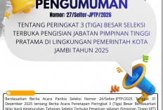 SUDAH DITEBAK! Hasil Lelang Jabatan Eselon II Pemkot Jambi Diumumkan, Ini Daftar Nama Peringkat Pertama