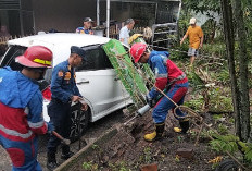 Lebaran Berujung Petaka! Mobil Warga Jambi Tertimpa Pagar Roboh Usai Hujan Deras