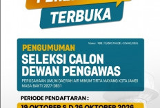 Pemkot Jambi Buka Seleksi Dewan Pengawas Tirta Mayang, Lulusan S-1 Bisa Daftar